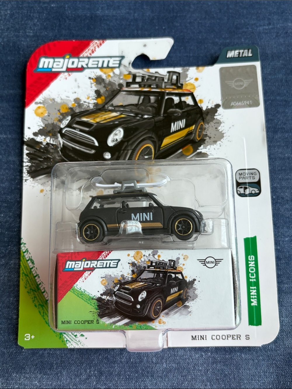 Mini Cooper S Die-Cast Car Toy – Black with Gold Accents